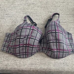 Women’s Plaid T-Shirt Bra in Black, White & Pink